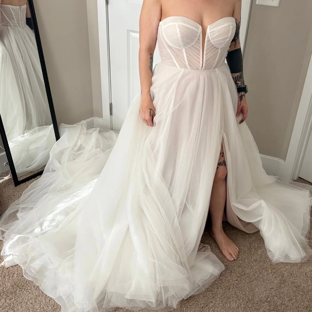 Martina Liana 1497 Sheer Corset A-Line Wedding Dress Size 12 NWOT - Picture 7 of 8